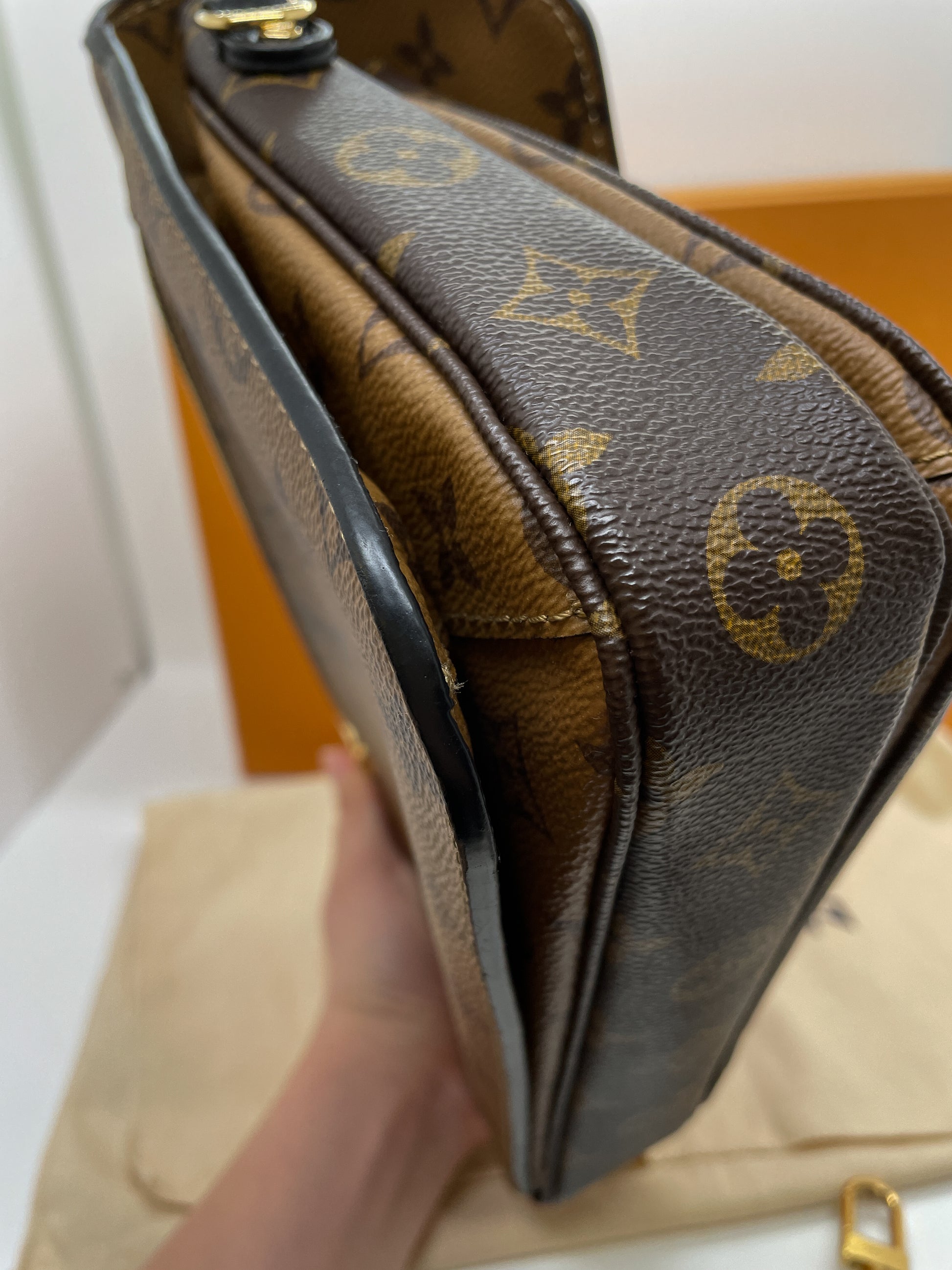 LOUIS VUITTON monogram canvas orsay brown clutch, Luxury, Bags & Wallets on  Carousell